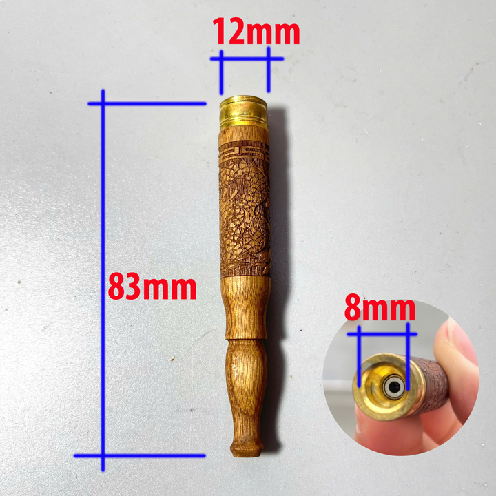 Tẩu Lọc Thuốc Bằng Gỗ Mun Khắc Rồng Phụng - TL016