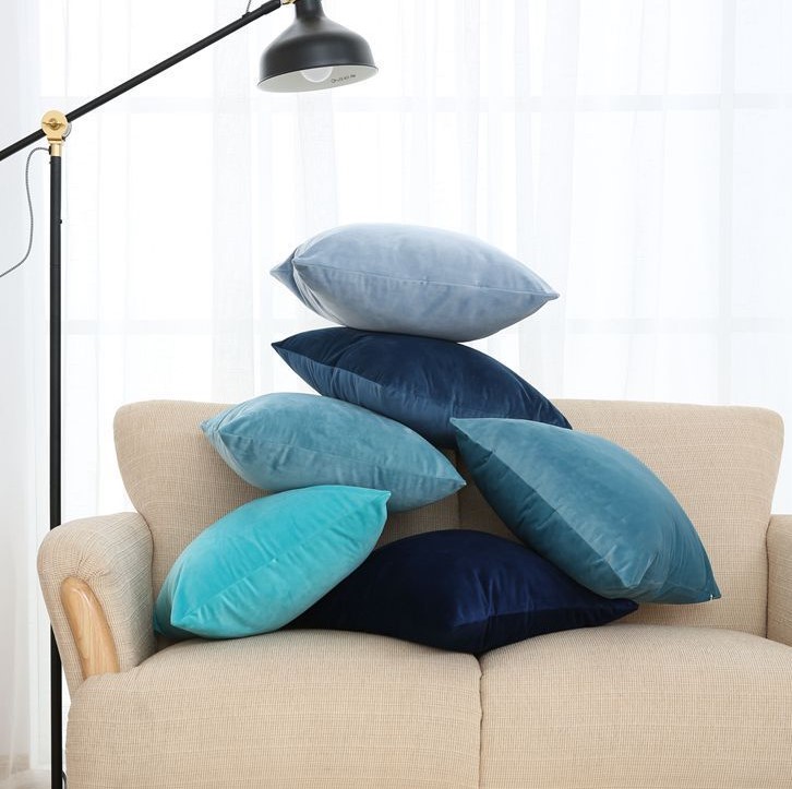 Vỏ Gối Tựa Lưng Sofa Nhung Trơn Mềm Mịn Cao Cấp 50cm