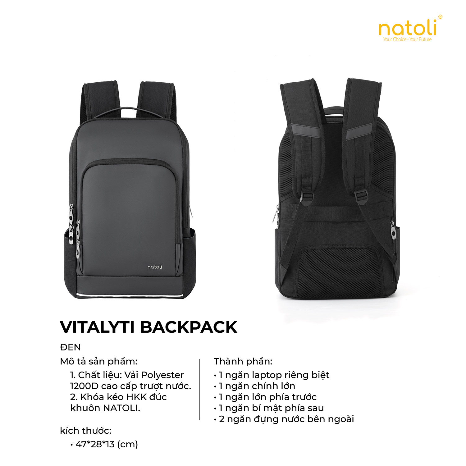 Balo laptop Natoli BST Vitality Backpack B12
