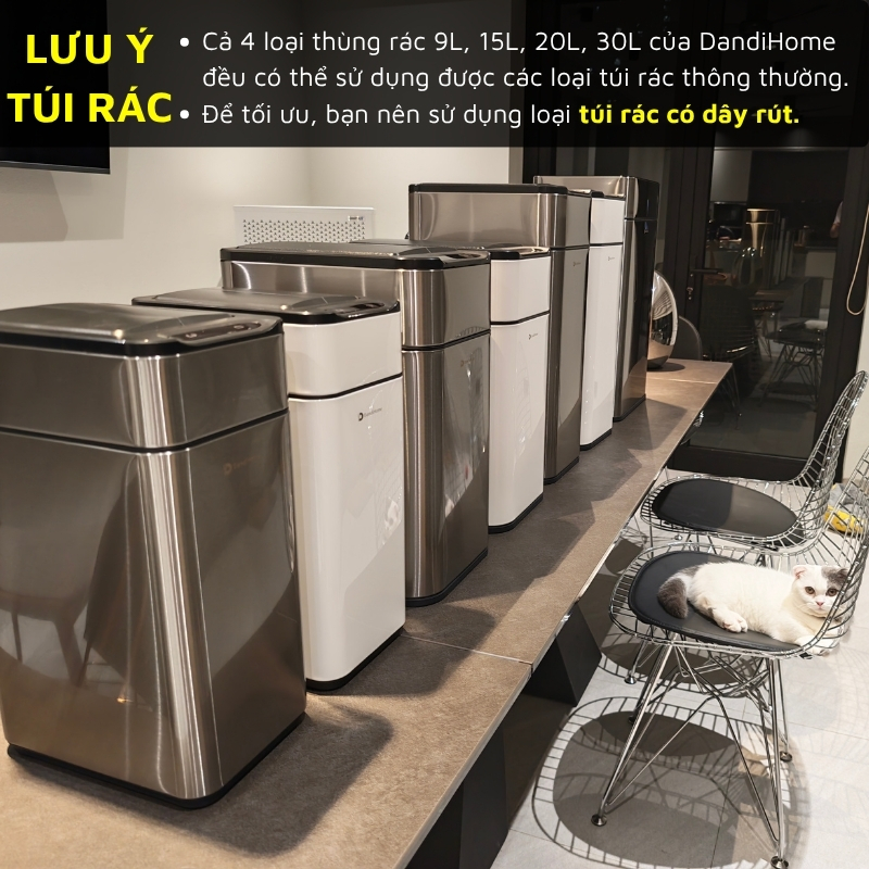 Thùng rác thông minh cảm ứng tự động đóng mở DandiHome - Tặng pin AA