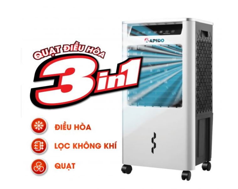 Quạt hơi nước. Quạt điều hòa không khí cao cấp RAPIDO Turbo 3000-D chinh hãng.