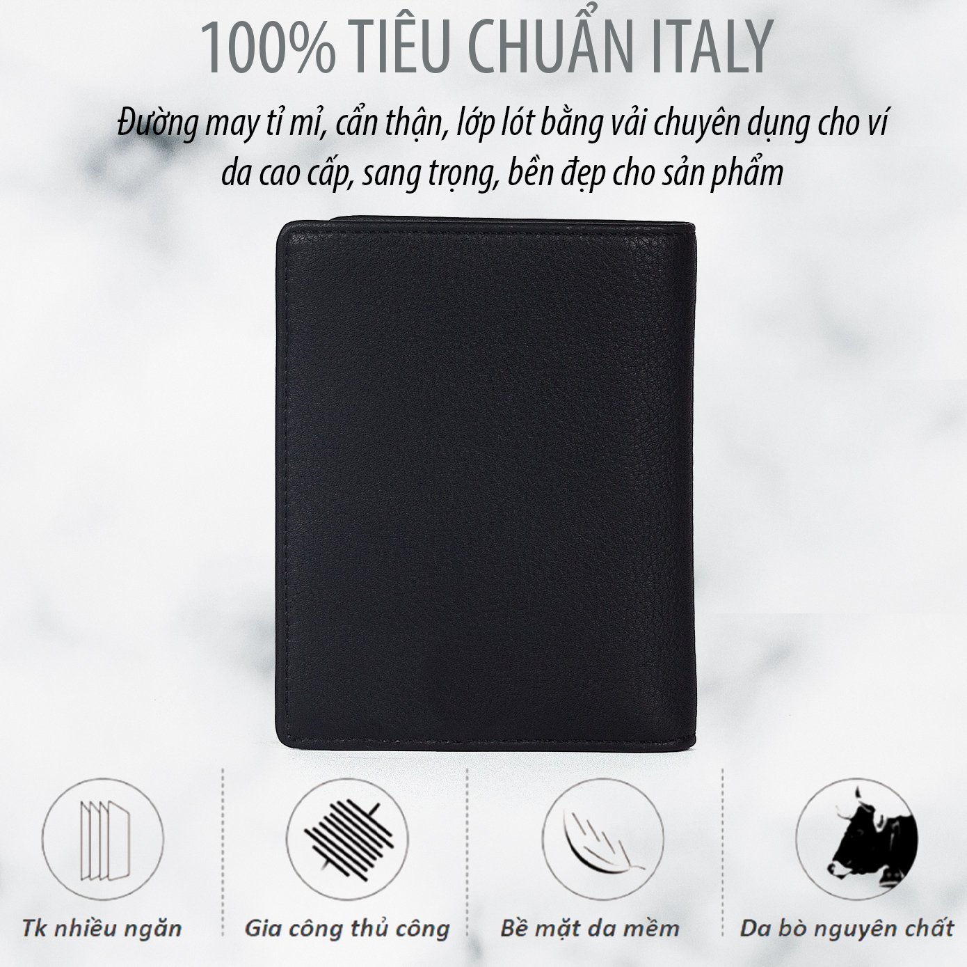 Ví da nam Gianni Conti Italy 1607349BLA - màu đen