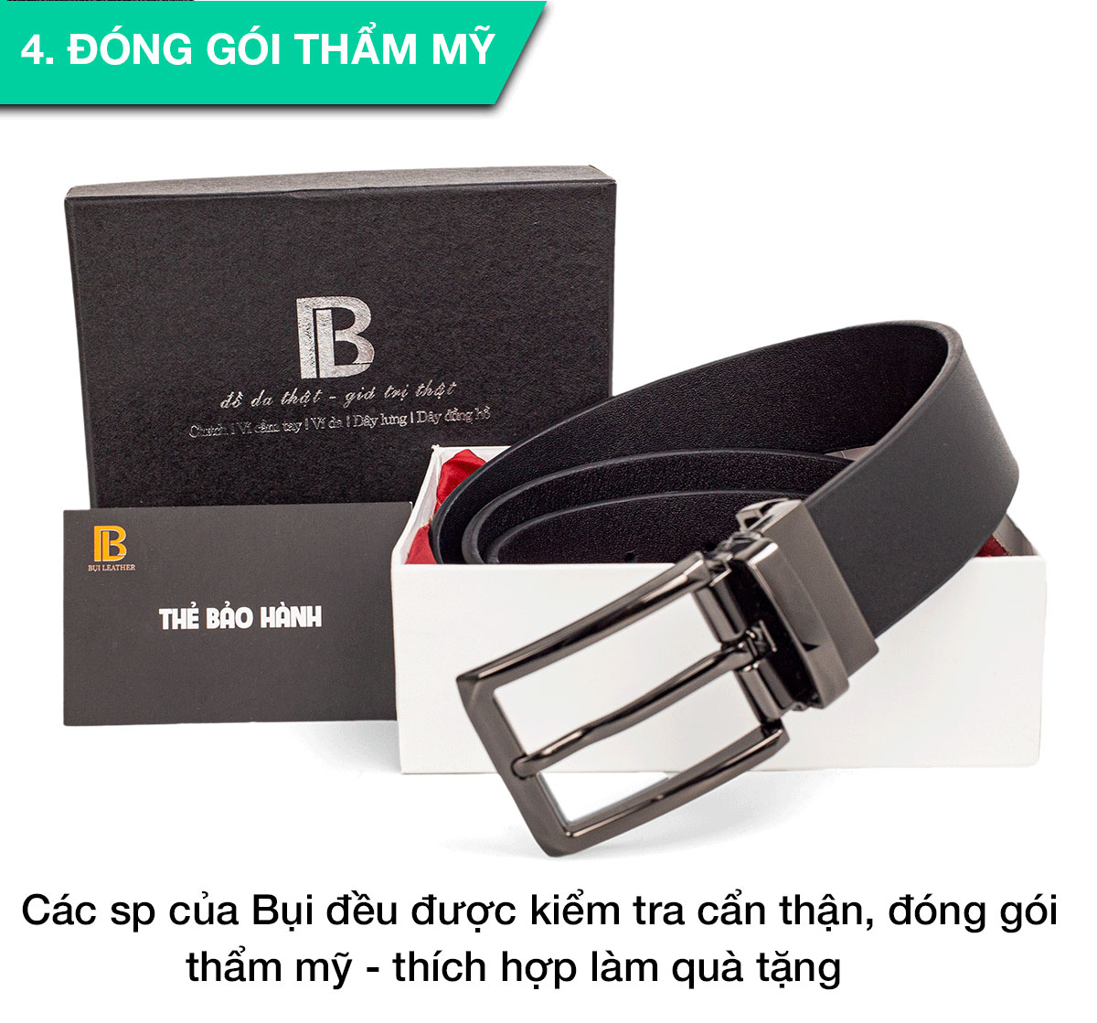 Thắt lưng nam, dây nịt nam da bò thật nguyên tấm Bụi Leather L112 - Khóa cài  - Bảo hành 12 tháng