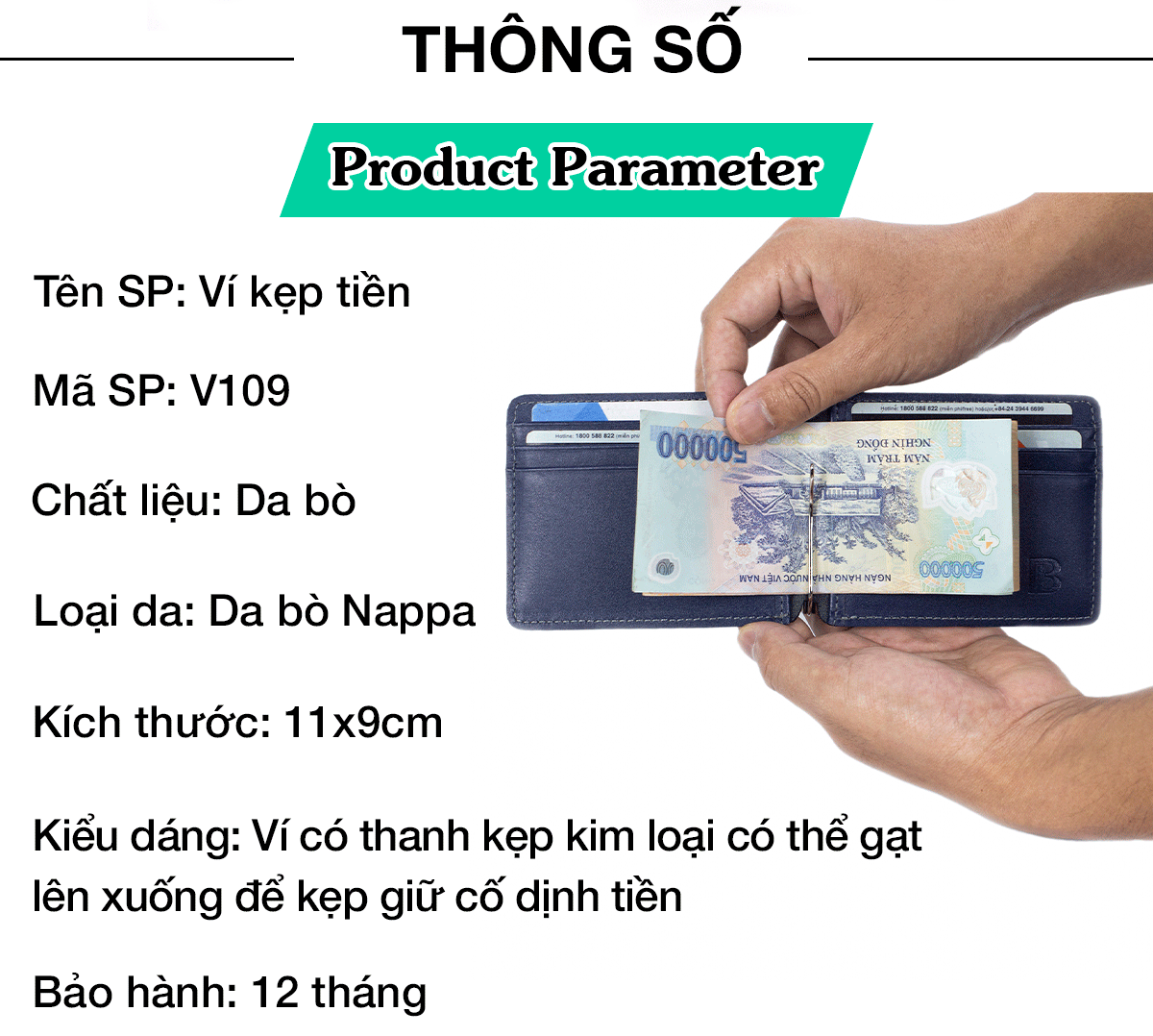 Ví kẹp tiền da bò nappa V109 cao cấp, bóp nam mini nhỏ gọn da bò thật nhiều ngăn chứa tiền chứa thẻ, Fullbox hộp sang trọng làm quà tặng, thương hiệu Bụi leather chuyên đồ da thật,bảo hành 12 tháng