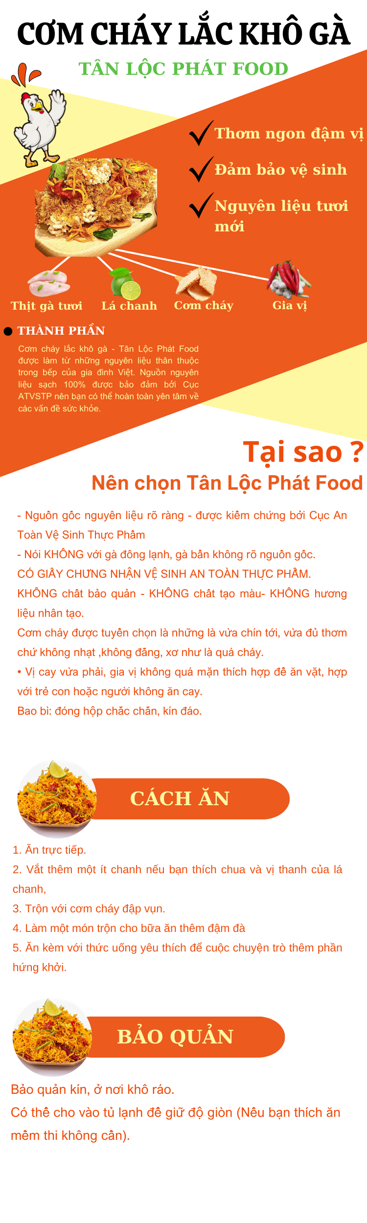 CƠM CHÁY LẮC KHÔ GÀ TÂN LỘC PHÁT COMBO 1KG - MỖI HŨ 500G