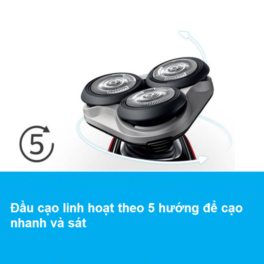Máy cạo râu khô và ướt cao cấp Philips S5390/12 có đầu tỉa tóc mai và ria mép - Hàng nhập khẩu