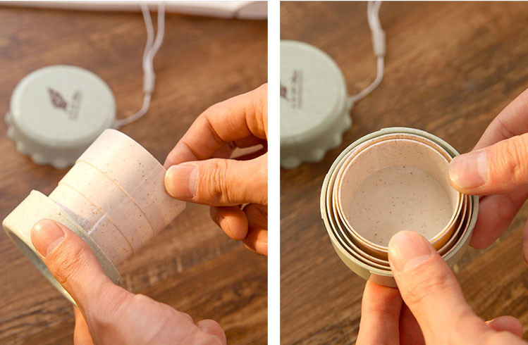 Bộ sản phẩm làm từ thân cây yến mạch thiên nhiên, thân thiên gồm: 1 dụng cụ vắt cam (10.5 x 17 x 8cm) + 2 ly xếp gọn (10.5 x 17 x 8cm) giao màu ngẫu nhiên