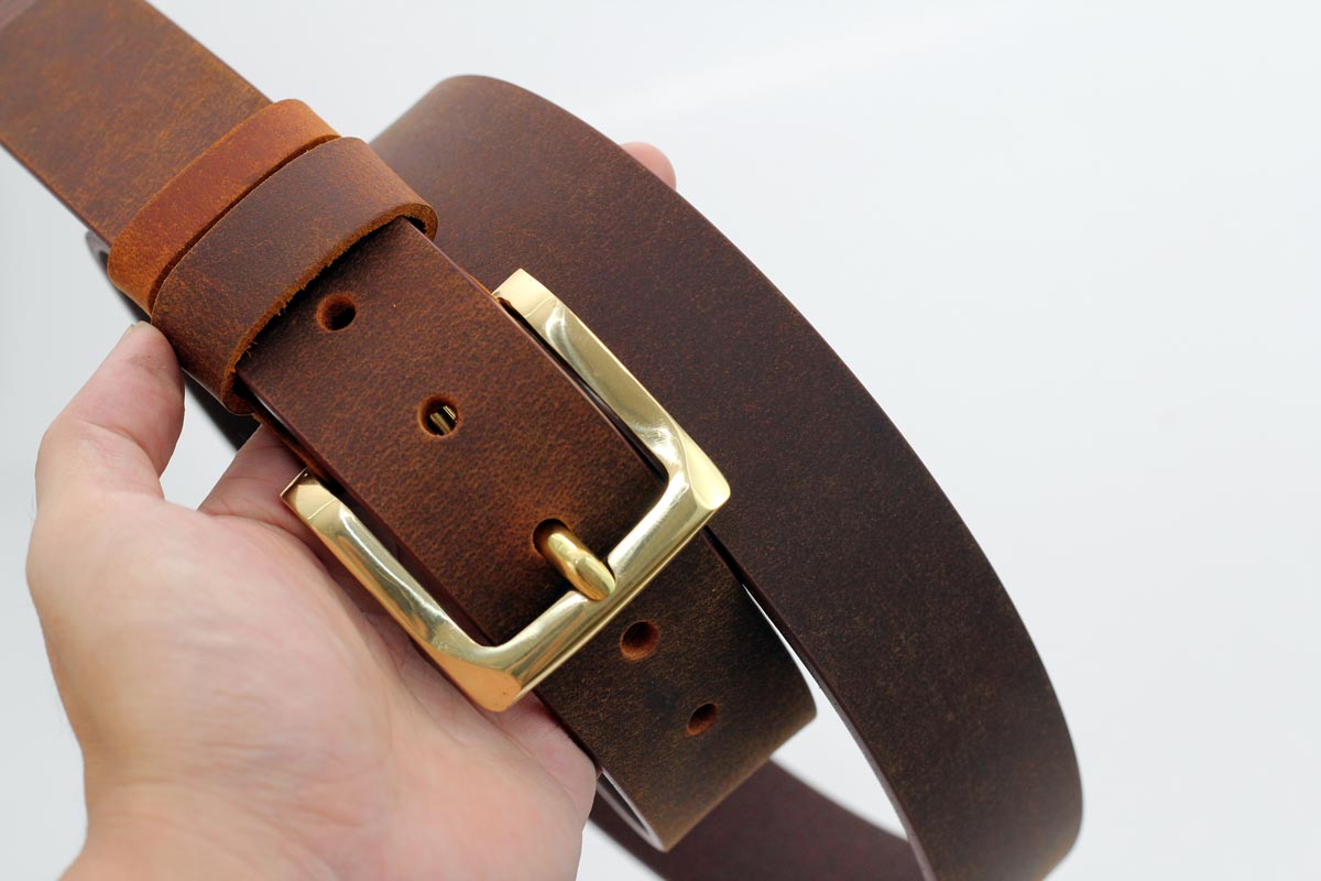 Thắt lưng nam da bò sáp khóa đồng  AT Leather S4K-03