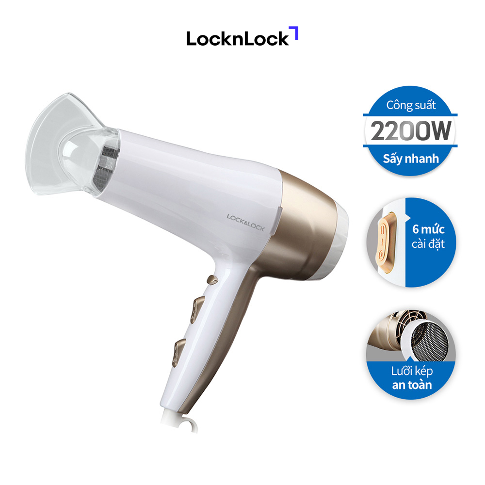 Máy Sấy Tóc LocknLock – Trắng ENA136WHT 2000-2200W – Hàng chính hãng