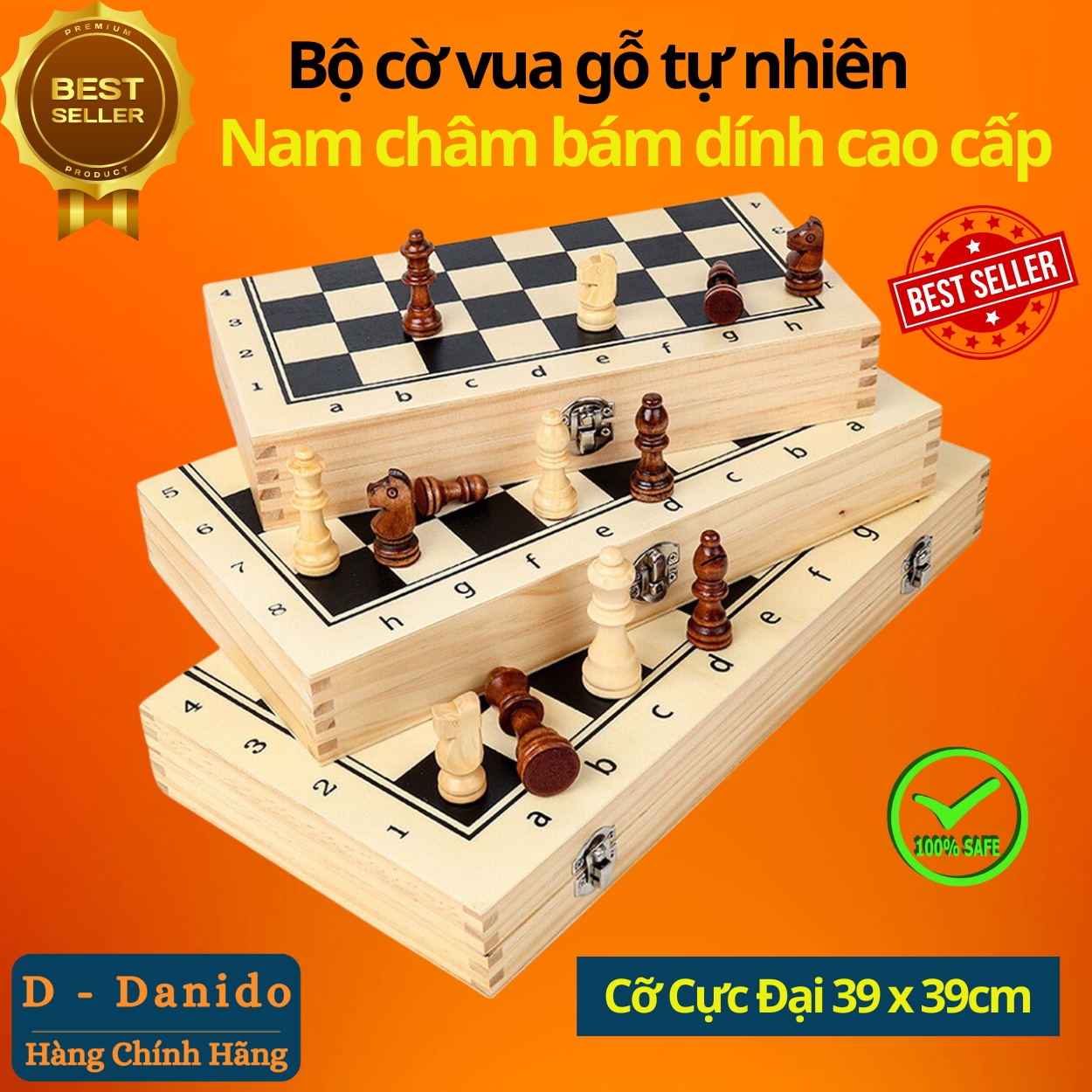 Cờ Vua Gỗ Nam Châm Cao Cấp - Bộ Cờ Vua Cao Cấp Bằng Gỗ Thông Tự Nhiên Có Gắn Nam Châm Chính Hãng
