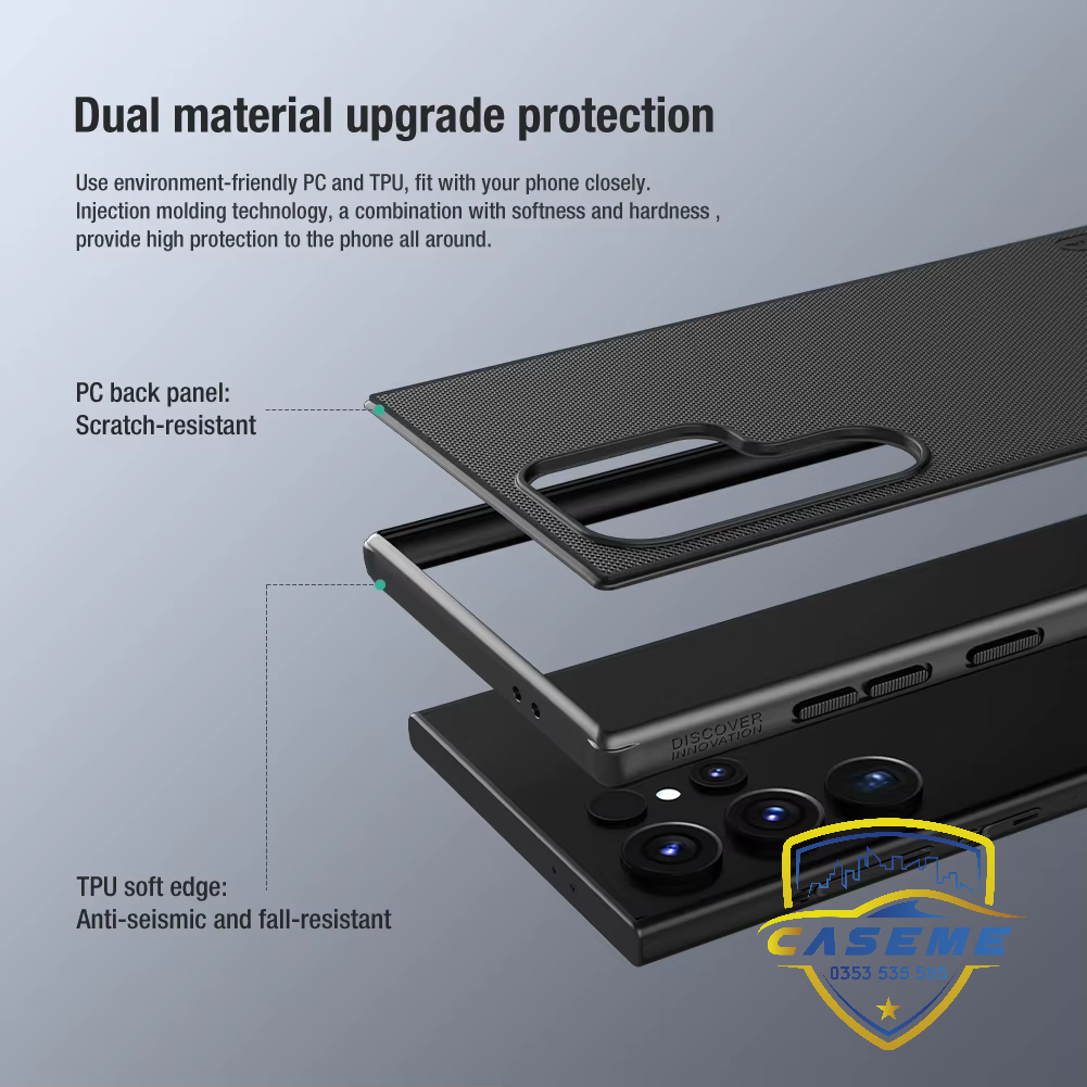 Ốp lưng cho Samsung S24 Ultra, Samsung S24 Plus, Samsung S24 hiệu NILLKIN Super Frosted Shield lưng sần viền mềm, bảo vệ camera, chống sốc, chống trơn, chống vân tay cao cấp - Hàng chính hãng.