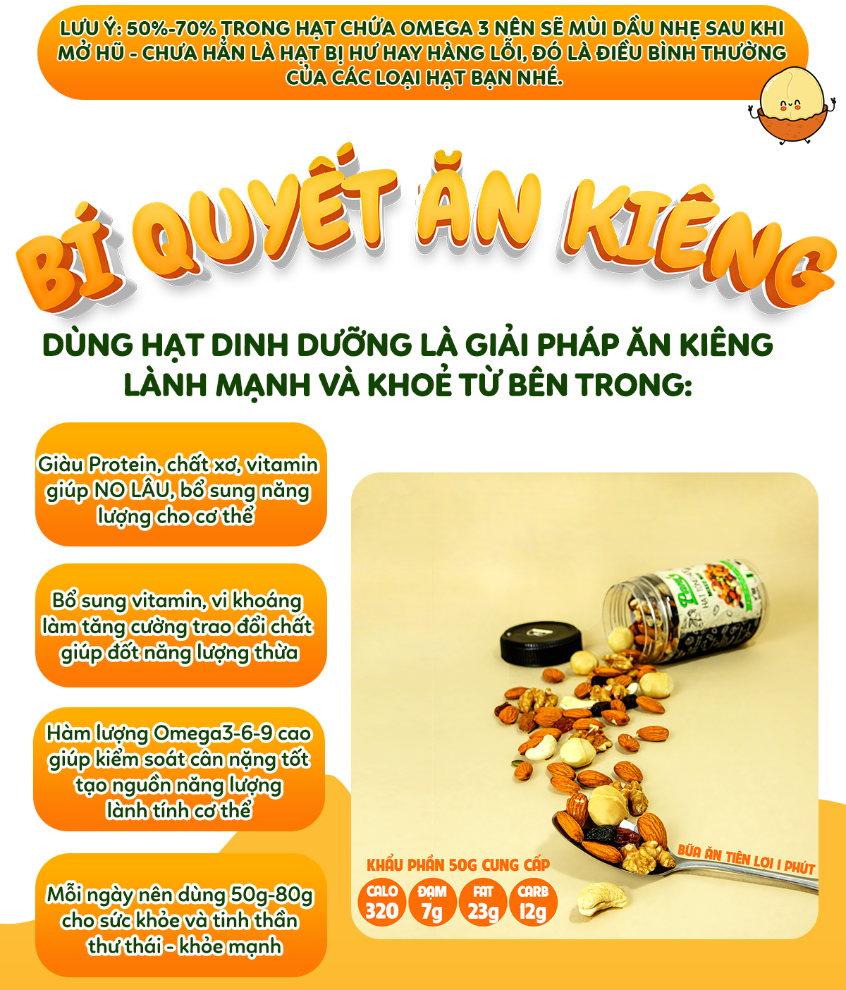 Hạt Dinh Dưỡng Tổng Hợp Mix 6 Loại Macca, Hạnh Nhân, Hạt Điều, Nhân Hạt Óc Chó, Hạt Bí, Nho Úc Pams
