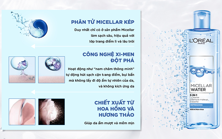 Bộ 3 Bước Dưỡng Da Pha Lê U30  L'Oreal Paris Crystal Micro Essence