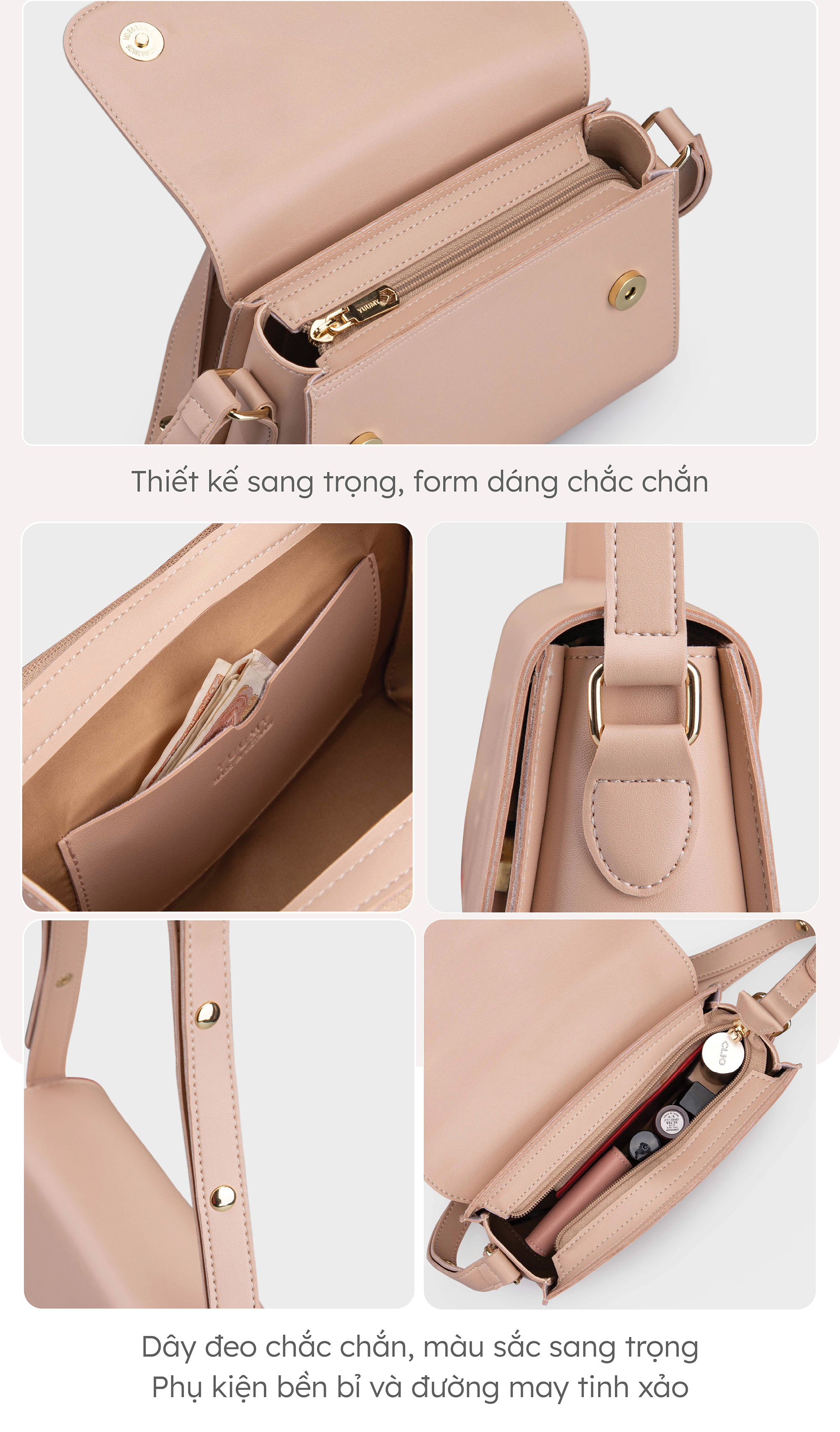 Túi Yuumy ( Thời trang nữ nắp gập dạng hộp size 21 - Túi đeo chéo da Seasand YN155 )