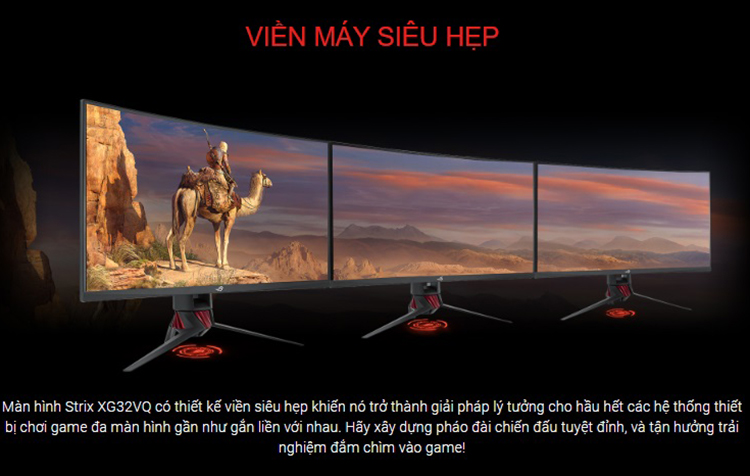 Màn Hình Gaming Cong Asus ROG Strix XG32VQ 32inch WQHD 4ms 144Hz FreeSync VA - Hàng Chính Hãng