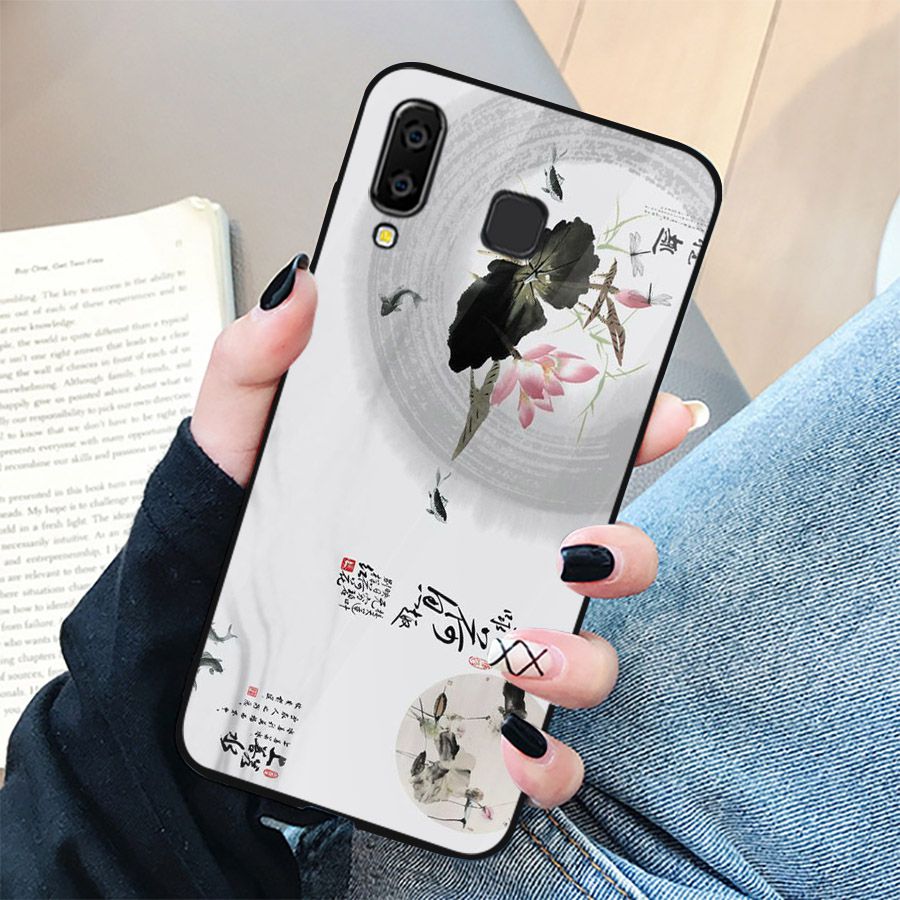 Ốp kính cường lực cho điện thoại Samsung Galaxy A7 2018/A750 - A10/M10 - A50 - A70 - mẫu đơn MS HOA053