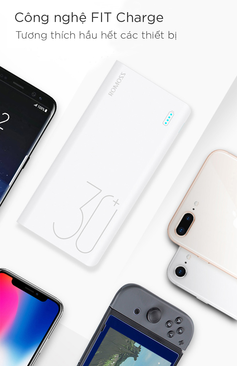 Pin Sạc Dự Phòng Romoss Sense 8+ 30000mAh QC 3.0 - Hàng Nhập Khẩu