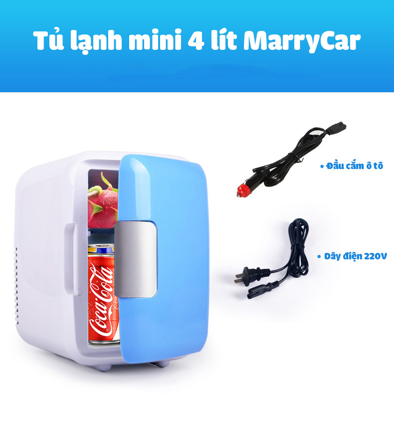 Tủ lạnh mini 2 chế độ nóng lạnh 4 lít MarryCar MR-TL4L cho gia đình và ô tô gia dụng ALOMA