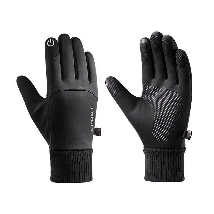 Găng tay nam mùa đông cảm ứng lót nỉ lông cực ấm lòng bàn tay chống trượt cao cấp GTN89