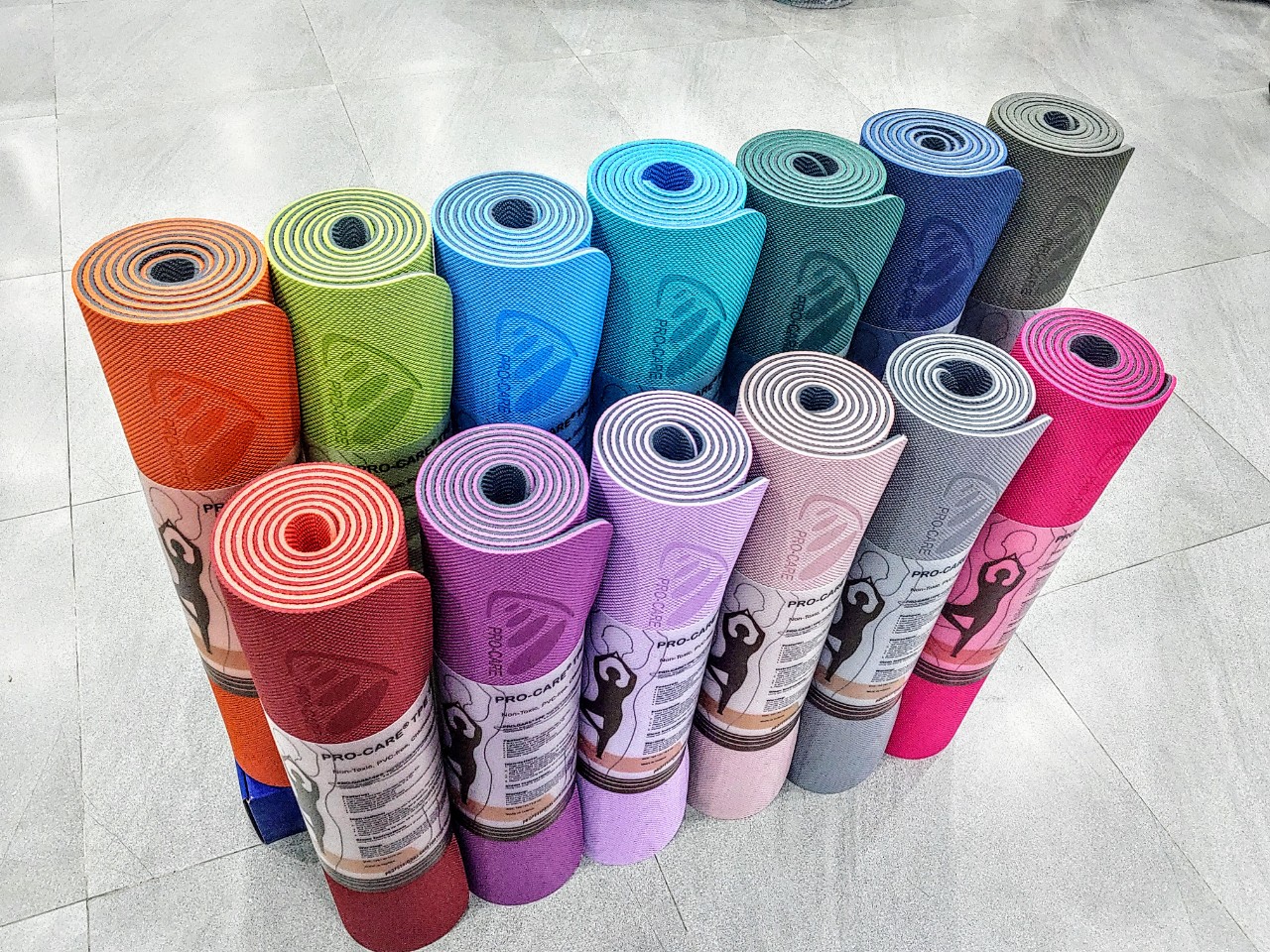Thảm tập yoga Pro-Care định tuyến TPE 2 lớp 6mm (Tặng kèm túi đựng thảm)