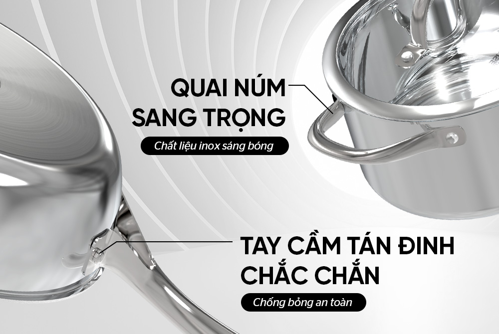 Bộ Nồi Chảo Inox 304 Đáy Liền Sunhouse SHG808