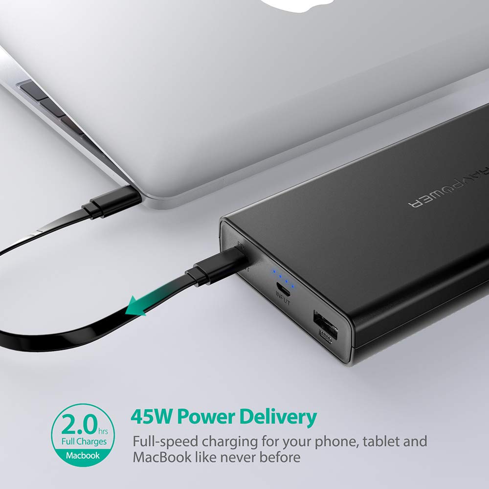 Pin Sạc Dự Phòng RAVPower RP-PB159 20100mAh Tích Hợp USB Type C In/Out Hỗ Trợ PowerDelivery PD - Hàng Chính Hãng