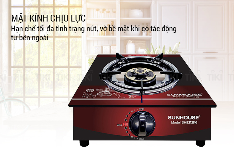 Bếp Gas Dương Đơn Mặt Kính Sunhouse SHB212KG - Hàng chính hãng