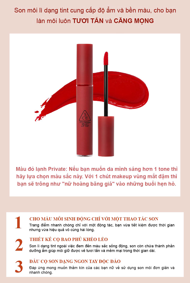 Son Kem Lì 3CE Velvet Lip Tint - Private