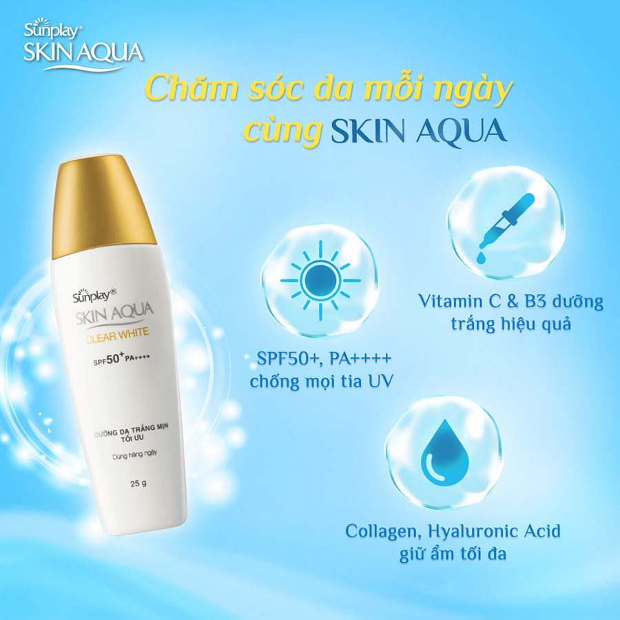 Sữa Chống Nắng Dưỡng Da Trắng Mịn Tối Ưu Sunplay Skin Aqua Clear White SPF50+, PA++++ (55g)