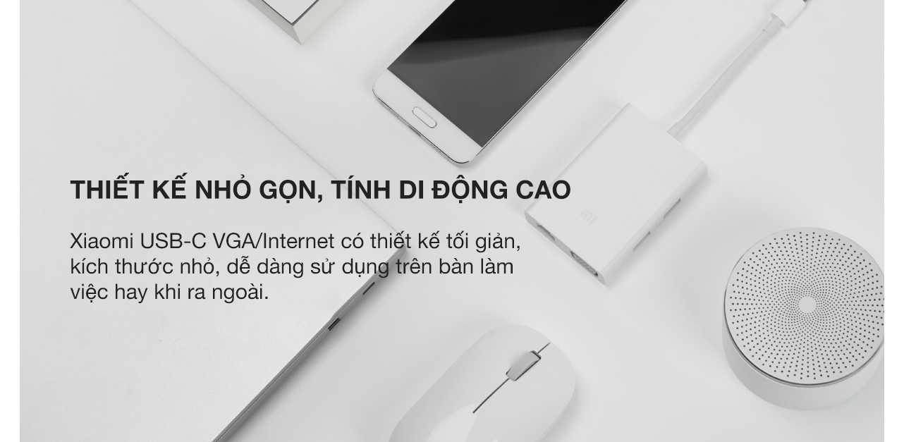 Bộ Chuyển Đổi Xiaomi USB-C To VGA And Gigabit Ethernet JGQ4005TY - Hàng Chính Hãng