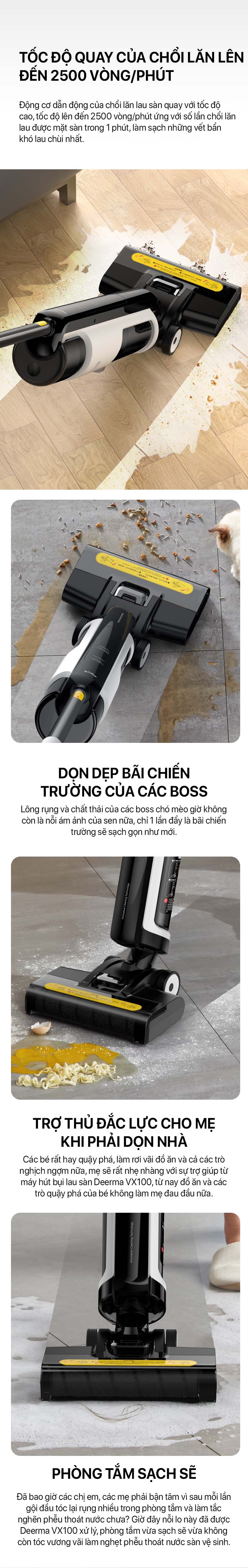 Máy hút bụi lau sàn không dây đa năng Deerma VX100