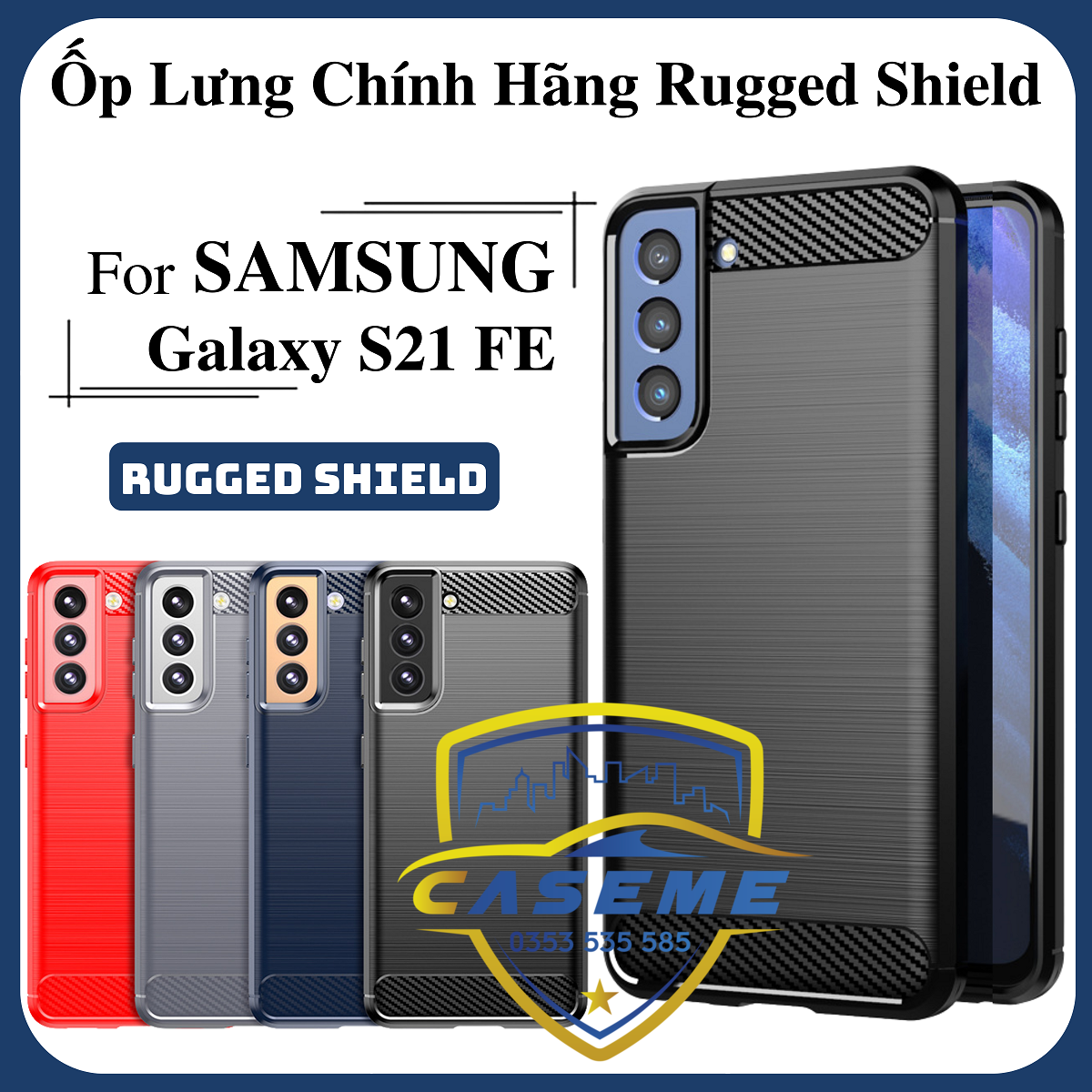 Ốp lưng chống sốc dành cho Samsung Galaxy S21 FE Rugged Shield cao cấp - Hàng Chính Hãng