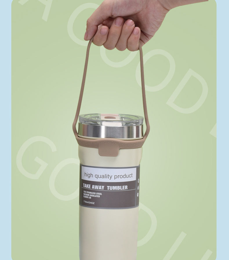 Ly  Giữ Nhiệt Inox 710ml CAO CẤP Mẫu Mới, Có Dây Cầm Bằng Silicon, Không Kèm Ống Hút, Sử Dụng Nút Uống Kiểu Đẩy - Hàng chính hãng