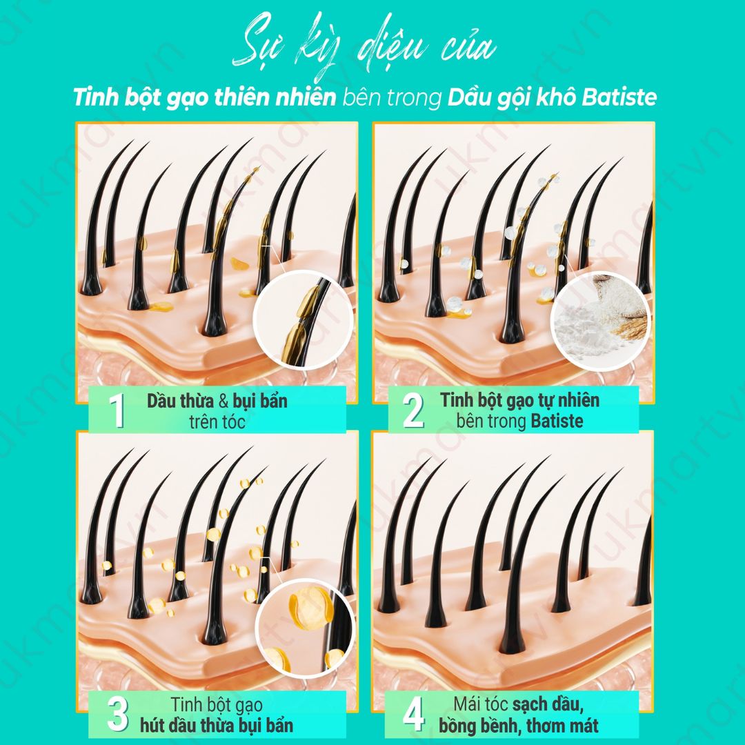 Dầu Gội Khô Batiste Dry Shampoo 200ml Hết Ngứa, Hết Bết Dính Tóc Bồng Bềnh Tức Thì