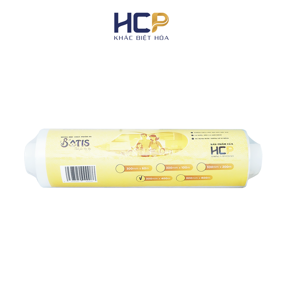 Lõi Màng Bọc Thực Phẩm PE SATIS 30cm x 400m Không Chứa Chất Phụ Gia Gây Hại Sức Khỏe Dùng Được Cho Lò Vi Sóng