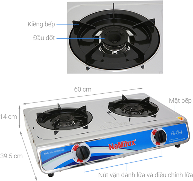 Bếp Gas Dương Đôi Namilux NH-566ASM - Hàng Chính Hãng