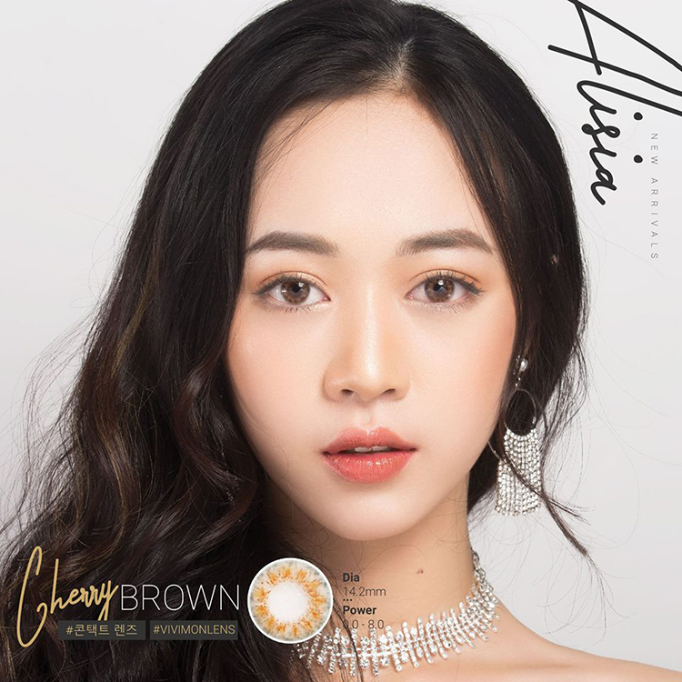 [Một miếng] Kính áp tròng cherry brown 5 độ