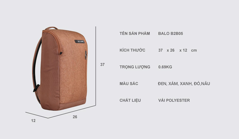 Balo SimpleCarry B2B05 (12 x 37 cm)