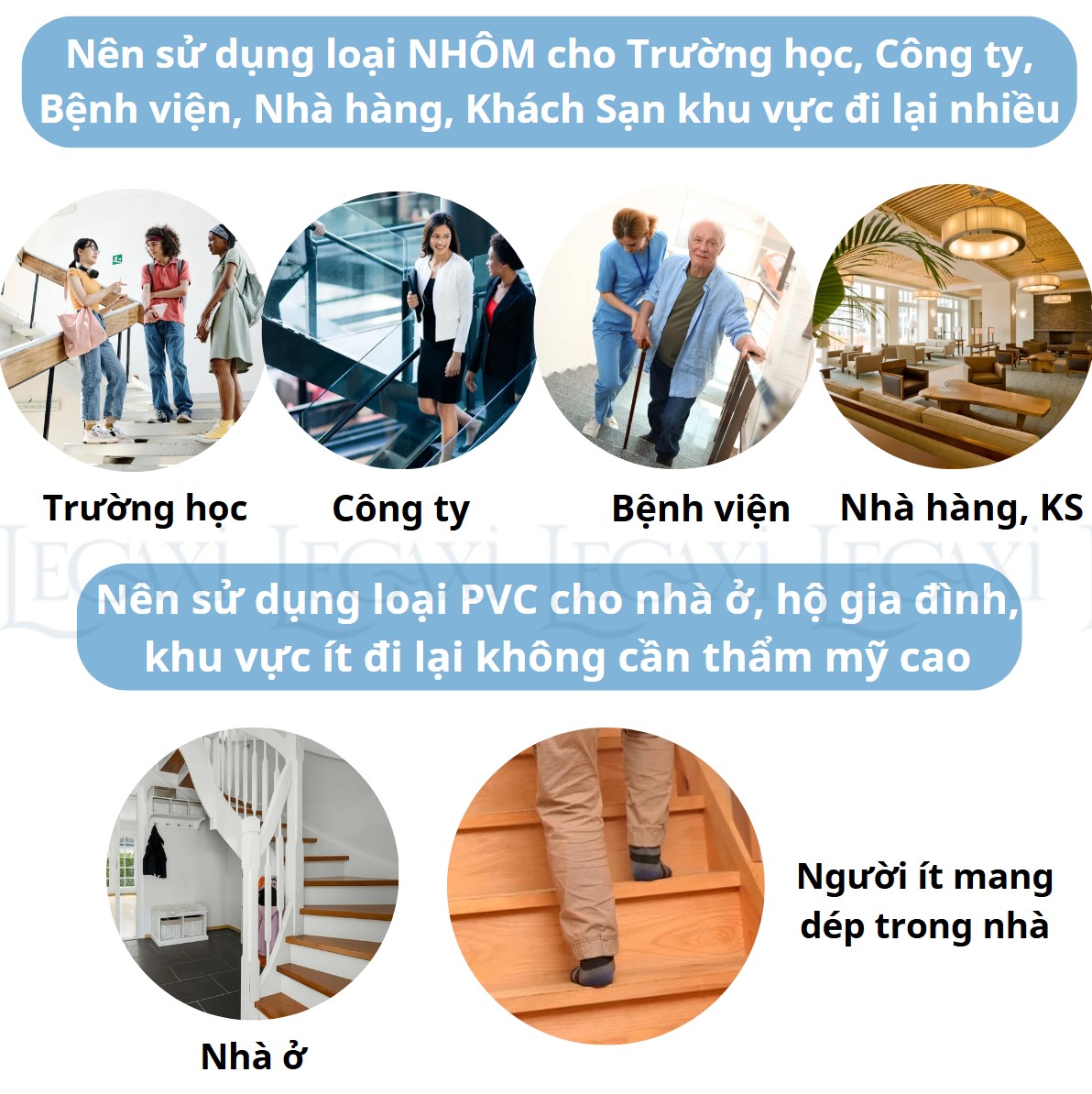 Miếng dán cầu thang bậc thềm chống trượt hình chữ L bám dính chống thấm nước ma sát lớn Legaxi