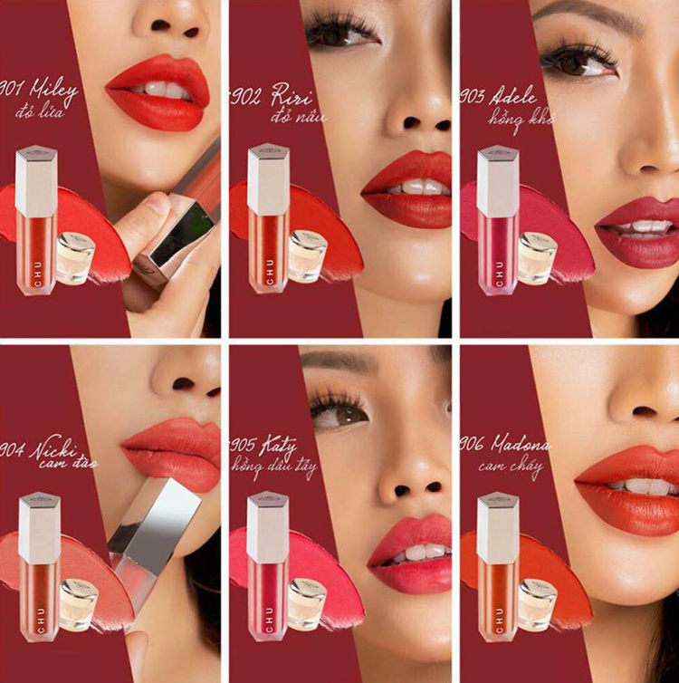 Son Nhung Chu Lipstick - Son Kem Lì Mượt Mịn & Bám Màu Lâu Trôi - Tặng Kèm Túi Và Son Dưỡng