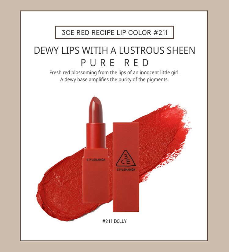 Son Thỏi Lì 3CE Red Recipe Original Lip Color - 211 Dolly